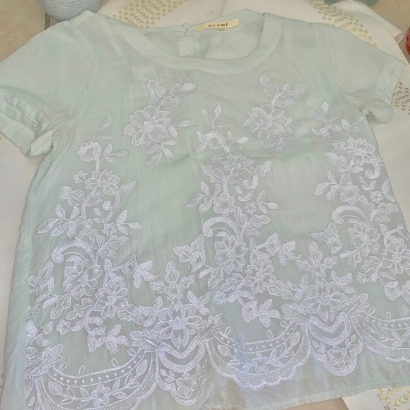 Light blue Miami floral blouse Size. S - Picture 1 of 4